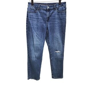 Chico's So Slimming Girlfriend Crops Jeans Women's Size 10 Blue Medium Wash